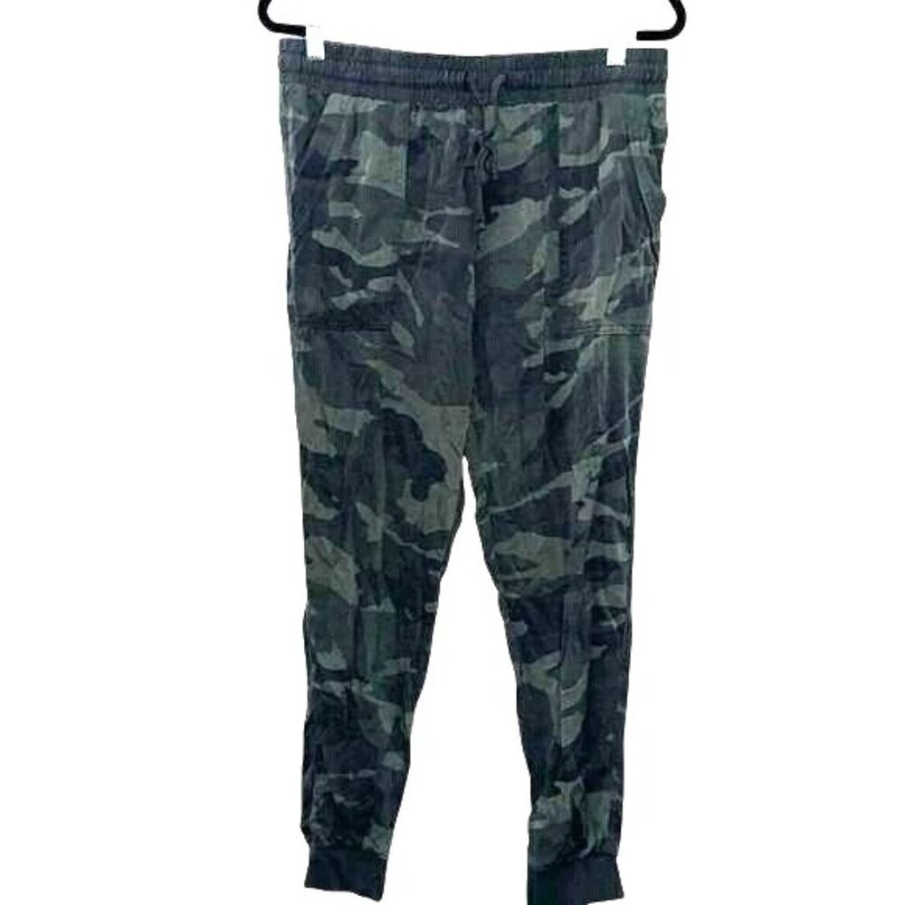 Splendid Camouflage Jogger Pants M 100% Rayon Elastic Waistband & Drawstring